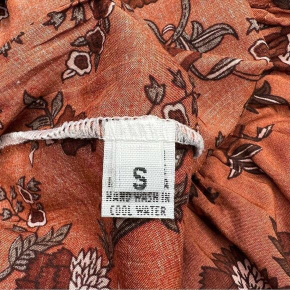 Aura The Label Smocked Off Shoulder Floral Top S Rayon Boho Indie Cottagecore - Picture 7 of 8